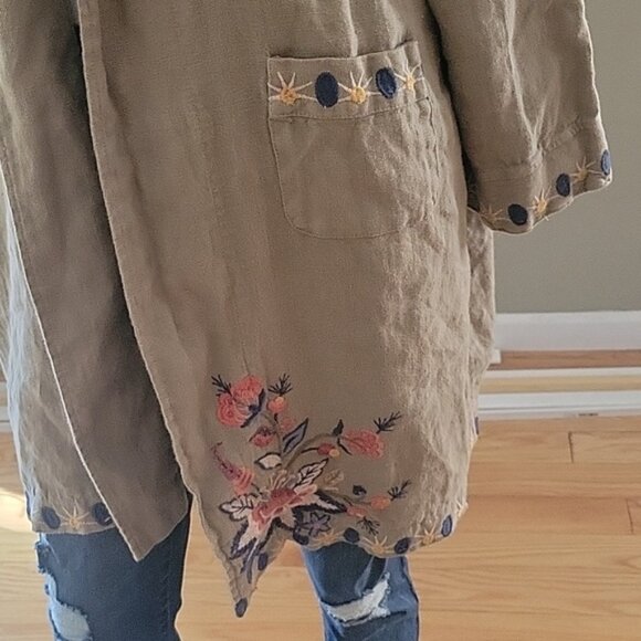 Johnny Was Tiwa  Embroidered Heavy Linen Coat - Picture 3 of 14